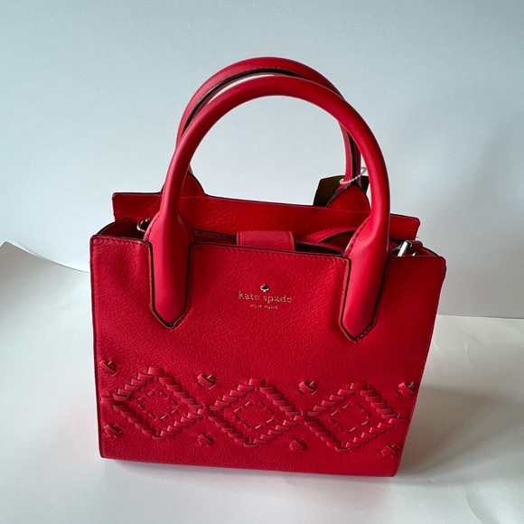 Kate Spade Small Meriweather Flynn Street Satchel Crossbody Red NWT NEW - Picture 5 of 12
